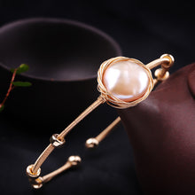 Load image into Gallery viewer, Baroque Pearl Bangle Bracelet, 925 Sterling Silver 14K Gold Plated Bracelet, Baroque Pearl Bracelet, Fashion Bracelet, Pearl Bracelet, Designer Bracelet, 100Sterling.com