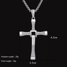 Load image into Gallery viewer, Sterling Silver &amp; White Zircon Cross Pendent with Box Chain Necklace
