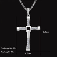 Load image into Gallery viewer, Sterling Silver & White Zircon Cross Pendent with Box Chain Necklace