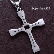 Load image into Gallery viewer, Sterling Silver & White Zircon Cross Pendent with Box Chain Necklace