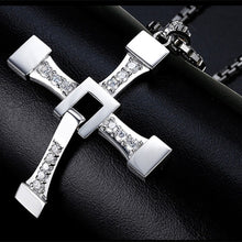 Load image into Gallery viewer, Sterling Silver & White Zircon Cross Pendent with Box Chain Necklace