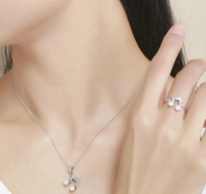 Sterling Silver Music Note Three Piece Jewelry Set - Earrings, Pendent & Ring