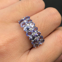Load image into Gallery viewer, 14 Stone Genuine Tanzanite Ring set in Sterling Silver