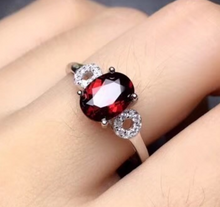 Load image into Gallery viewer, Olivia Sterling Silver 1.5 Carat Oval Garnet and CZ Ring, Garnet Ring, January Birthstone Ring, Sterling Silver Garnet Ring, 1.5 carat garnet, Garnet, Garnet Gemstone, 100Sterling.com