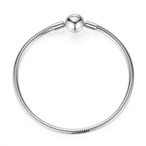 Sterling Silver Snake Chain Bracelet with Round Clasp