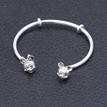 Load image into Gallery viewer, Genuine Sterling Silver Disney Character Open Bangle Bracelet