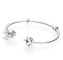 Load image into Gallery viewer, Genuine Sterling Silver Disney Character Open Bangle Bracelet