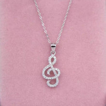 Load image into Gallery viewer, Sterling Silver Sparkling Treble Clef Pendant Necklace