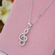 Load image into Gallery viewer, Sterling Silver Sparkling Treble Clef Pendant Necklace