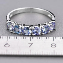 Load image into Gallery viewer, Six Stone Genuine Tanzanite Ring set in Sterling Silver