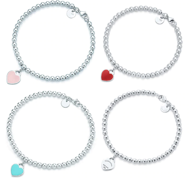 Sterling Silver Round Bead Bracelet with Dangling Blue/Green, Red