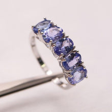 Load image into Gallery viewer, Genuine Five Stone Tanzanite Ring in a Sterling Silver Setting