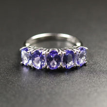 Load image into Gallery viewer, Genuine Five Stone Tanzanite Ring in a Sterling Silver Setting