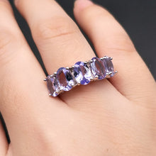 Load image into Gallery viewer, Genuine Five Stone Tanzanite Ring in a Sterling Silver Setting