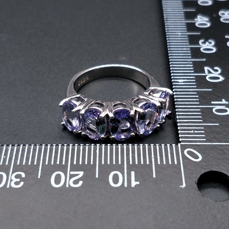 5 stone tanzanite deals ring