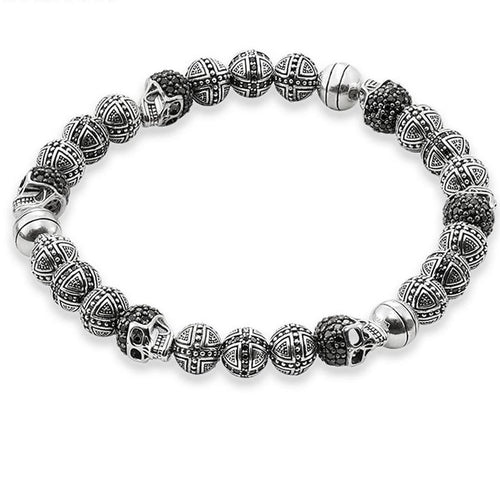Men's CorbinOne Silver Plated Full Circle Designer Bead Bracelet