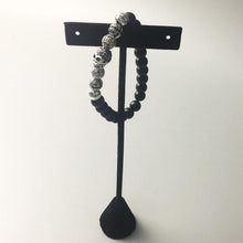 Load image into Gallery viewer, Men&#39;s CorbinOne Silver Plated Skull, Designer &amp; Obsidian Bead Bracelet