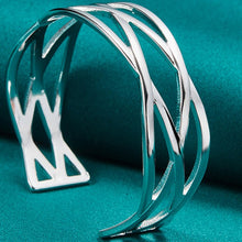 Load image into Gallery viewer, 925 Sterling Silver Interwoven Adjustable Bangle Bracelet For Women