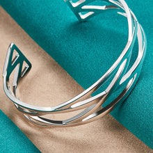 Load image into Gallery viewer, 925 Sterling Silver Interwoven Adjustable Bangle Bracelet For Women