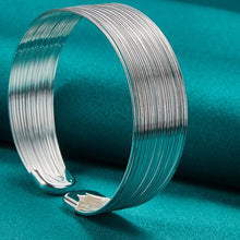 Load image into Gallery viewer, 925 Sterling Silver Multi-Wire Adjustable Cuff Bangle 100Sterling.com