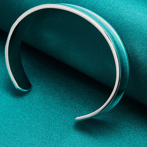 925 Sterling Silver 12mm Adjustable Concave Band Bracelet 100Sterling.com