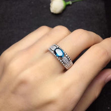 Load image into Gallery viewer, Bonny 0.76 Carat Oval Blue Topaz &amp; Cubic Zirconia Sterling Silver Ring, Blue Topaz, Blue Topaz Ring, Blue Topaz Birthstone, Blue Topaz Birthstone Ring, Blue Topaz and Sterling Silver, Birthday Ring, December Birthstone, December Birthstone Ring, 100Sterling.com