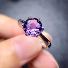 Load image into Gallery viewer, Sterling Silver Amethyst Solitaire Ring, Amethyst Ring, Amethyst, Amethyst Birthstone, Amethyst Birthstone Ring, February Birthstone Ring, February Birthday, February Jewelry, February Birthstone Jewelry, 2 Carat Amethyst, 2 Carat Amethyst Ring, Sterling Silver Amethyst Ring, Birthday Gifts for her,  100Sterling.com