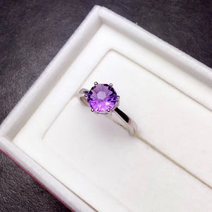 Sterling Silver Amethyst Solitaire Ring, Amethyst Ring, Amethyst, Amethyst Birthstone, Amethyst Birthstone Ring, February Birthstone Ring, February Birthday, February Jewelry, February Birthstone Jewelry, 2 Carat Amethyst, 2 Carat Amethyst Ring, Sterling Silver Amethyst Ring, Birthday Gifts for her,  100Sterling.com