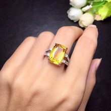 Load image into Gallery viewer, Sterling Silver Natural 8 Carat Citrine Gemstone Stone Ring