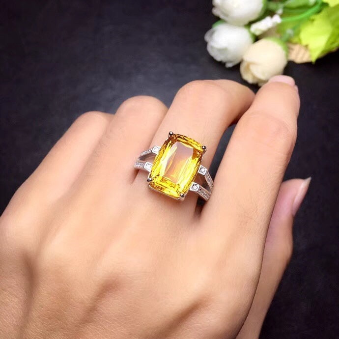 Citrine, 925 popular Sterling Silver Ring, SR058