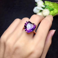 Load image into Gallery viewer, Ariana Heart-Shaped Amethyst and Citrine (Ametine) Sterling Silver Ring
