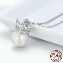 Load image into Gallery viewer, Sterling Silver Princess Crown Pearl Necklace