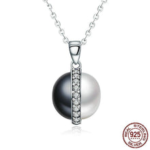 Load image into Gallery viewer, Sterling Silver Black & White Pearl Pendant Necklace