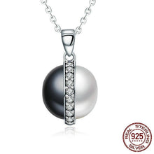 Load image into Gallery viewer, Sterling Silver Black & White Pearl Pendant Necklace