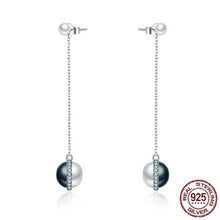 Load image into Gallery viewer, Sterling Silver Black & White Pearl Drop Earrings