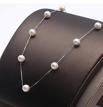 Load image into Gallery viewer, Pearl &amp; Sterling Silver Box Chain Necklace in 16&quot; or 18&quot; Lengths
