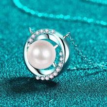 Load image into Gallery viewer, 925 Sterling Silver Pearl &amp; Moissanite Pendant Necklace