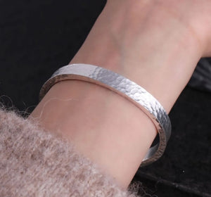 ⭐New 100% S999 Silver Retro Hand Hammered Bracelet