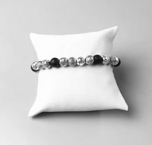 Load image into Gallery viewer, Cross Bead &amp; Obsidian 925 Sterling Silver Unisex Bracelet. Buy at  100Sterling.com