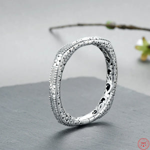 Ornate S925 Sterling Silver Squared Hollow Design Bracelet. Buy at 100Sterling.com.