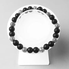 Load image into Gallery viewer, Hero Black Karma Bracelet with 925 Sterling Silver and Obsidian Beads. Buy at 100Sterling.com.