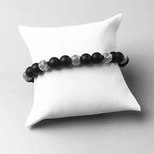 Load image into Gallery viewer, Hero Black Karma Bracelet with 925 Sterling Silver and Obsidian Beads. Buy at 100Sterling.com.