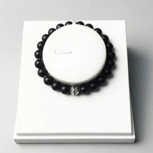 Load image into Gallery viewer, Black Obsidian Karma Bracelets with 925 Sterling Silver Cross Beads. Buy at 100Sterling.com.