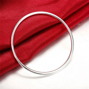 Silver Plated 70mm Diameter Simple Smooth Bangle. Buy at 100Sterling.com