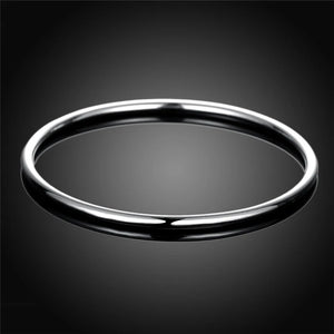 Silver Plated 70mm Diameter Simple Smooth Bangle. Buy at 100Sterling.com