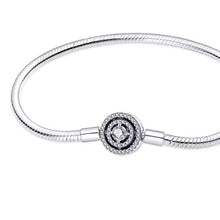 Load image into Gallery viewer, 925 Sterling Silver Snake Chain Bracelet with Sparkling Round Clasp