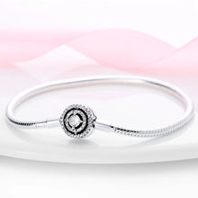 Load image into Gallery viewer, 925 Sterling Silver Snake Chain Bracelet with Sparkling Round Clasp