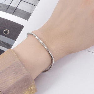 100% 925 Sterling Silver Smooth Round Snake Chain Bracelet for Women and Men. Buy from 100Sterling.com