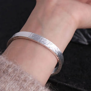 ⭐New 100% S999 Silver Retro Hand Hammered Bracelet