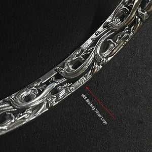 S925 Sterling Silver Vine Pattern Bracelet. Buy at 100Sterling.com